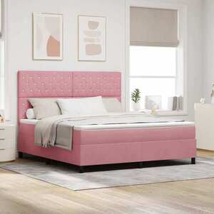 Imagine vidaXL Pat cu arcuri cu saltea cu headboard Roz 180 x 200 cm Catifea