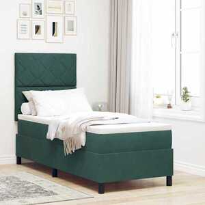 Imagine vidaXL Pat cu arcuri cu headboard Verde închis 80 x 200 cm Catifea
