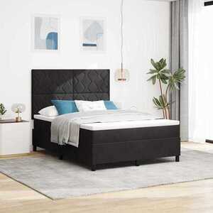 Imagine vidaXL Pat cu arcuri cu headboard Negru 160 x 200 cm Catifea