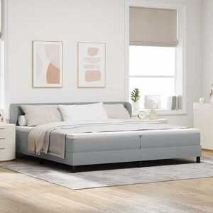Imagine vidaXL Pat cu arcuri cu headboard Gri deschis 200 x 200 cm țesătură