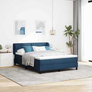 Imagine vidaXL Pat cu arcuri cu headboard albastru 140 x 190 cm țesătură