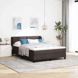 Imagine vidaXL Pat cu arcuri cu headboard Maro închis 160 x 200 cm țesătură