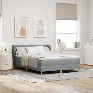 Imagine vidaXL Pat cu arcuri cu headboard Gri deschis 140 x 190 cm țesătură