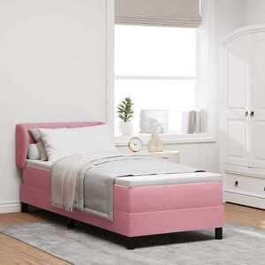 Imagine vidaXL Pat cu arcuri cu headboard Roz 80 x 200 cm Catifea