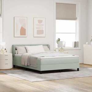 Imagine vidaXL Pat cu arcuri cu headboard Gri deschis 160 x 200 cm Catifea