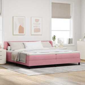 Imagine vidaXL Pat cu arcuri cu headboard Roz 200 x 200 cm Catifea