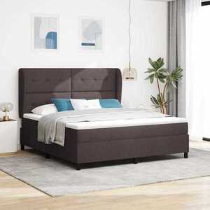Imagine vidaXL Pat cu arcuri cu headboard Maro închis 180 x 200 cm țesătură