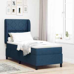 Imagine vidaXL Pat cu arcuri cu headboard albastru 80 x 200 cm țesătură