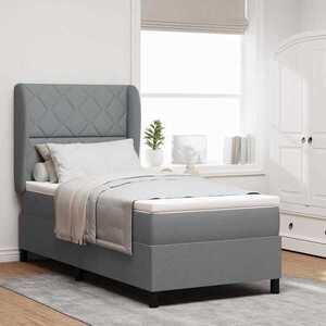 Imagine vidaXL Pat cu arcuri cu headboard Gri deschis 90 x 200 cm țesătură
