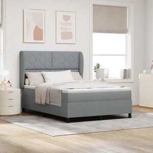 Imagine vidaXL Pat cu arcuri cu headboard Gri deschis 140 x 200 cm țesătură