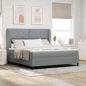 Imagine vidaXL Pat cu arcuri cu headboard Gri deschis 180 x 200 cm țesătură