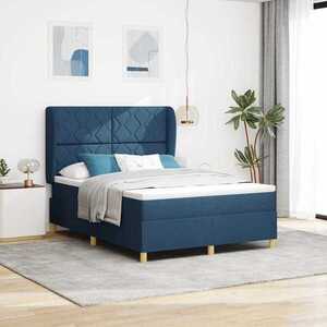 Imagine vidaXL Pat cu arcuri cu headboard albastru 200 x 140 cm țesătură