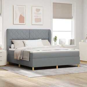 Imagine vidaXL Pat cu arcuri cu headboard Gri deschis 200 x 180 cm țesătură