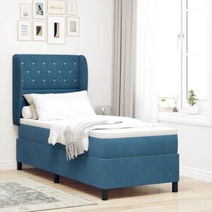 Imagine vidaXL Pat cu arcuri cu headboard Albastru închis 200 x 80 cm Catifea