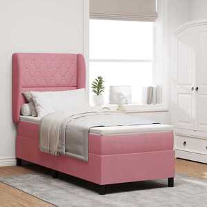 Imagine vidaXL Pat cu arcuri cu saltea cu headboard Roz 200 x 80 cm Catifea