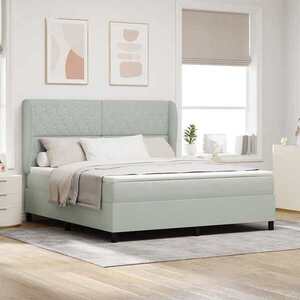 Imagine vidaXL Pat cu arcuri cu saltea Gri deschis 200 x 180 cm Catifea