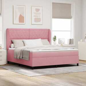 Imagine vidaXL Pat cu arcuri cu headboard Manual Roz 200 x 180 cm Catifea