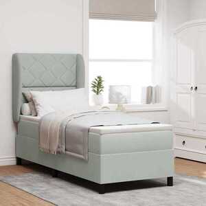 Imagine vidaXL Pat cu arcuri cu headboard Gri deschis 200 x 80 cm Catifea