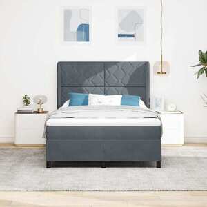 Imagine vidaXL Pat cu arcuri cu headboard Gri închis 200 x 160 cm Catifea