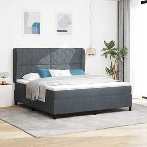 Imagine vidaXL Pat cu arcuri cu headboard Gri închis 200 x 180 cm Catifea