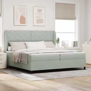 Imagine vidaXL Pat cu arcuri cu headboard Gri deschis 200 x 200 cm Catifea