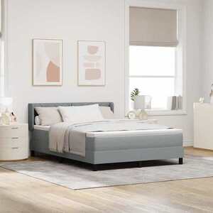 Imagine vidaXL Pat cu arcuri cu headboard Gri deschis 190 x 140 cm țesătură