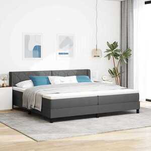 Imagine vidaXL Pat cu arcuri cu headboard Gri închis 200 x 200 cm țesătură