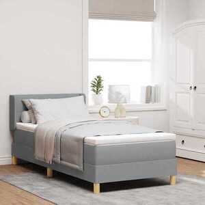 Imagine vidaXL Pat cu arcuri cu headboard Gri deschis 200 x 80 cm țesătură