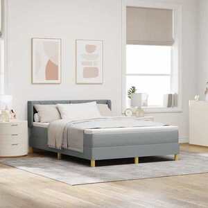 Imagine vidaXL Pat cu arcuri cu headboard Gri deschis 200 x 140 cm țesătură
