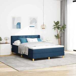 Imagine vidaXL Pat cu arcuri cu headboard albastru 200 x 160 cm țesătură