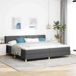 Imagine vidaXL Pat cu arcuri cu headboard Gri închis 200 x 200 cm țesătură