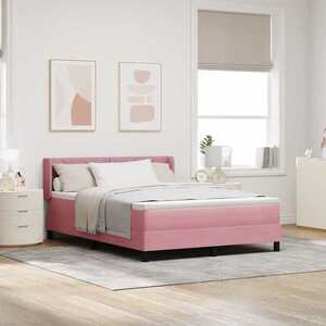 Imagine vidaXL Pat cu arcuri cu headboard Manual Roz 200 x 140 cm Catifea
