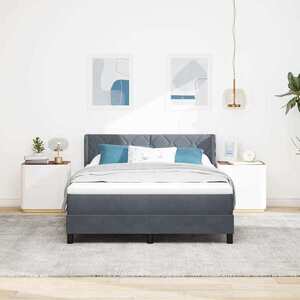 Imagine vidaXL Pat cu arcuri cu headboard Gri închis 200 x 160 cm Catifea