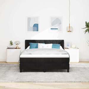 Imagine vidaXL Pat cu arcuri cu headboard Manual Negru 200 x 160 cm Catifea