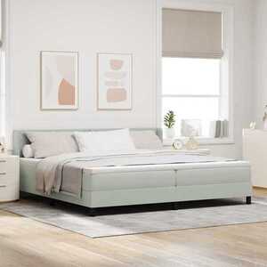 Imagine vidaXL Pat cu arcuri cu headboard Gri deschis 200 x 200 cm Catifea
