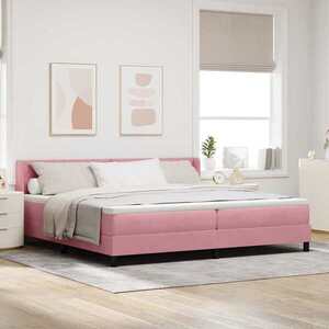 Imagine vidaXL Pat cu arcuri cu headboard Manual Roz 200 x 200 cm Catifea