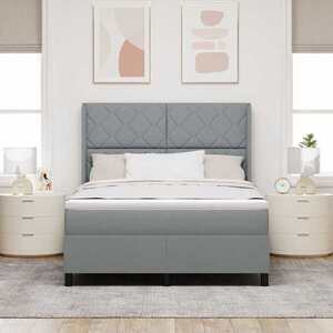 Imagine vidaXL Pat cu arcuri cu pernă Manual Gri deschis 190 x 140 cm țesătură