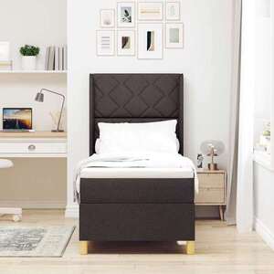 Imagine vidaXL Pat cu arcuri cu headboard Maro închis 80 x 200 cm țesătură