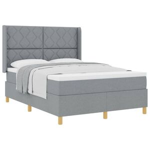 Imagine vidaXL Pat cu arcuri cu headboard Gri deschis 140 x 200 cm țesătură
