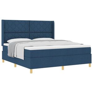 Imagine vidaXL Pat cu arcuri cu headboard albastru 180 x 200 cm țesătură