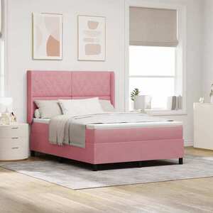 Imagine vidaXL Pat cu arcuri cu saltea cu headboard Roz 160 x 200 cm Catifea