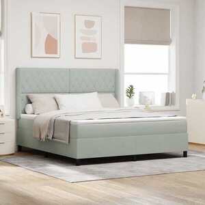 Imagine vidaXL Pat cu arcuri cu saltea Gri deschis 180 x 200 cm Catifea