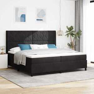 Imagine vidaXL Pat cu arcuri cu headboard Negru 200 x 200 cm Catifea