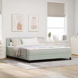 Imagine vidaXL Pat cu arc LED cu saltea Gri deschis 180 x 200 cm Catifea