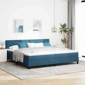 Imagine vidaXL Pat cu arc LED Albastru închis 200 x 200 cm Catifea