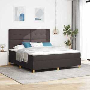 Imagine vidaXL Pat cu arc LED cu headboard Maro închis 180 x 200 cm țesătură
