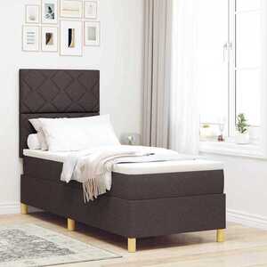 Imagine vidaXL Pat cu arc LED cu headboard Maro închis 80 x 200 cm țesătură