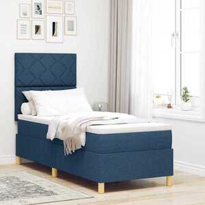 Imagine vidaXL Pat cu arc LED cu headboard albastru 80 x 200 cm țesătură