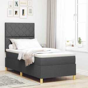 Imagine vidaXL Pat cu arc LED cu headboard Gri închis 90 x 200 cm țesătură