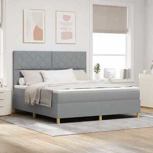 Imagine vidaXL Pat cu arc LED cu headboard Gri deschis 180 x 200 cm țesătură